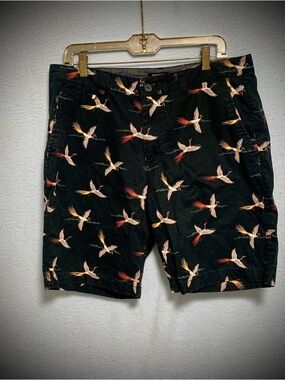 🕊️Men’s Bird Print Shorts Cotton Casual Pockets Size 34 New